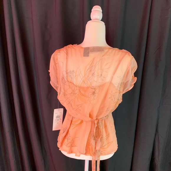 Separates peach floral sheer shirt with tank size XL - Picture 3 of 6